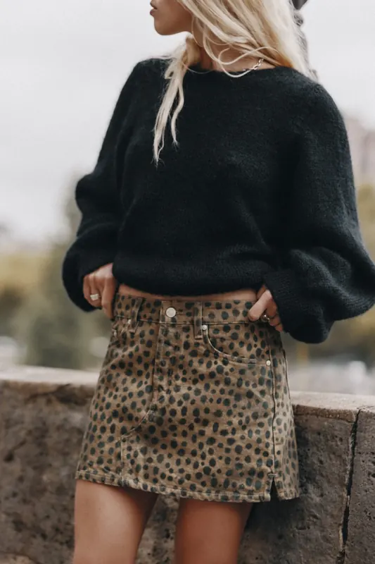 Mikuta The Leo Denim Skirt Maat: S | Mini Rokken Outlet | Dames | Bruin