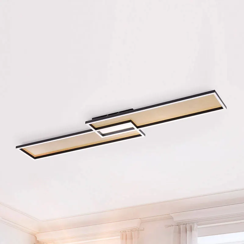 Lampa sufitowa LED Amara, dwa prostokąty, czarna