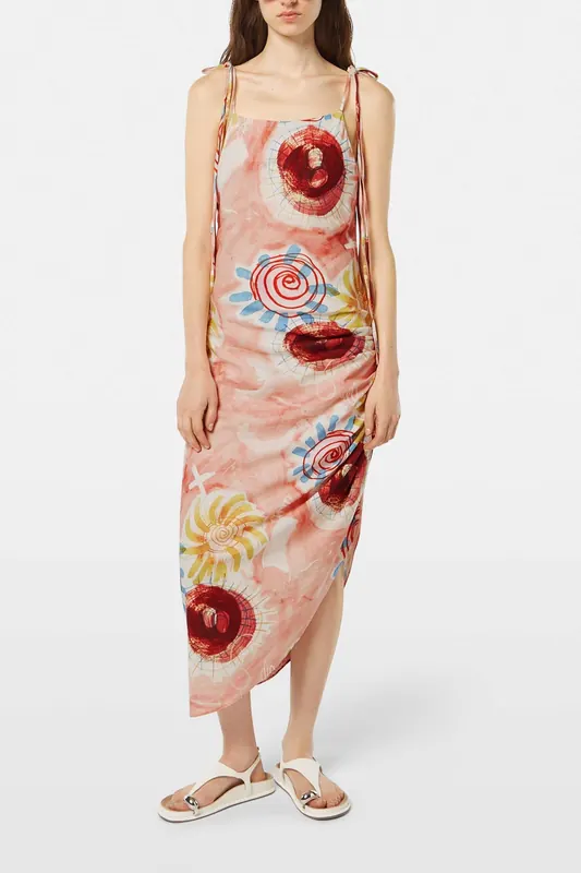 Scotch & Soda Linen Viscose Printed Mini Dress Abstract Sun Pink Maat: 38 | Mini Jurken Outlet | Dames | Roze