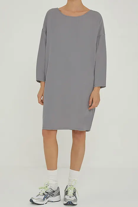 American Vintage Boat Collar 7/8 Sleeves Dress Sardine Maat: S | Midi Jurken Outlet | Dames | Grijs
