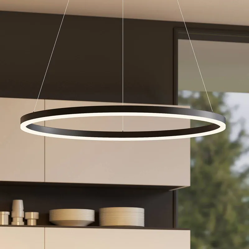 Żyrandol LED Arcchio Albiona, czarna, 1 pierścień, Ø 80 cm
