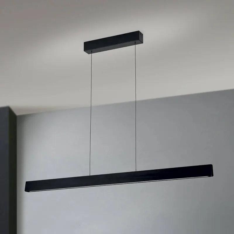 Lampa wisząca LED Tara, czarna, długość 120 cm, aluminium/stal