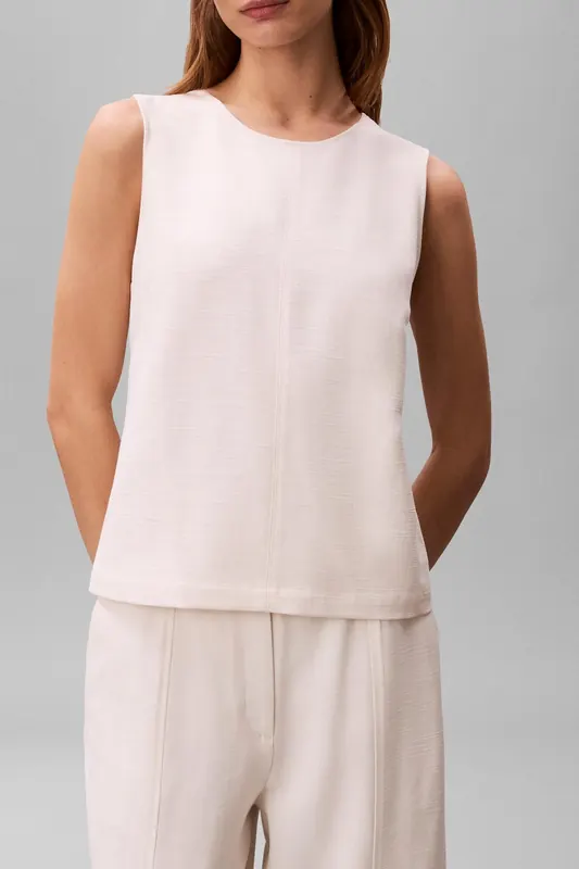 Calvin Klein Heavy Textured Top Tofu Maat: 10 | Mouwloze Tops Outlet | Dames | Wit
