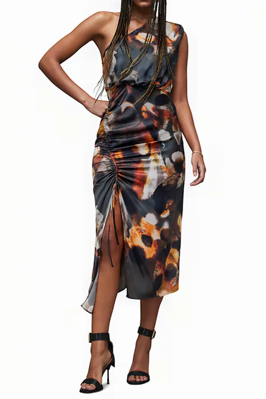 AllSaints Laura Mars Dress Rust Brown Maat: 16 | Midi Jurken Outlet | Dames | Bruin