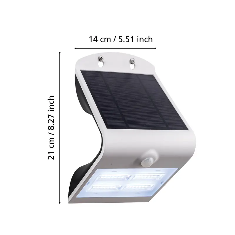 Kinkiet LED solarny Lamozzo, biały, wysokość 21 cm, czujnik