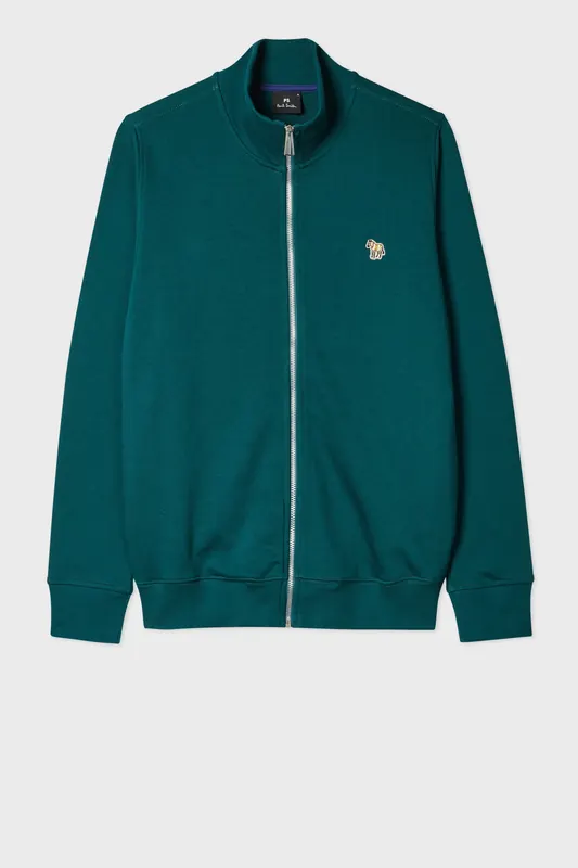 Paul Smith Mens Reg Fit Zip Sweat Zebra Inky Blue Maat: S | Sweaters Outlet | Heren | Blauw