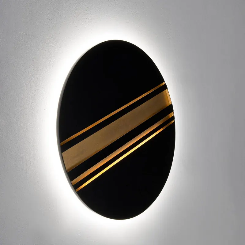 Kinkiet LED COSMILUCE, czarno-złoty, Ø 60 cm, metalowy, ściemniany