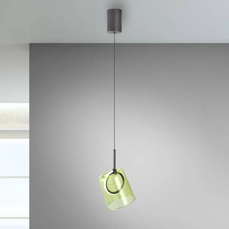 Paul Neuhaus Lampa wisząca LED Zula, zielona, Ø 15 cm, szkło