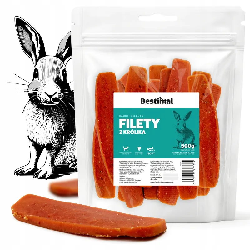 Filety z królika 500g- Miękki Przysmak Dla Psa Smakołyki Smaczki
