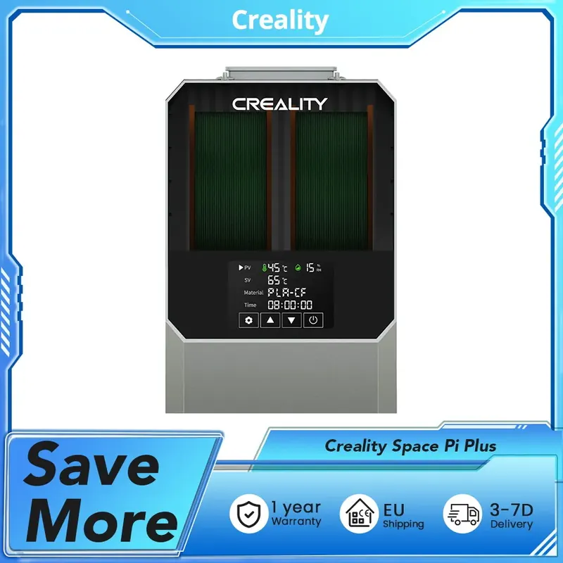 Suszarka do filamentu Creality Space Pi Plus do drukarek 3D, pojemność 2 rolek, ogrzewanie gorącym powietrzem PTC 360 stopni, timer 48H, dotykowy wyświetlacz LCD
