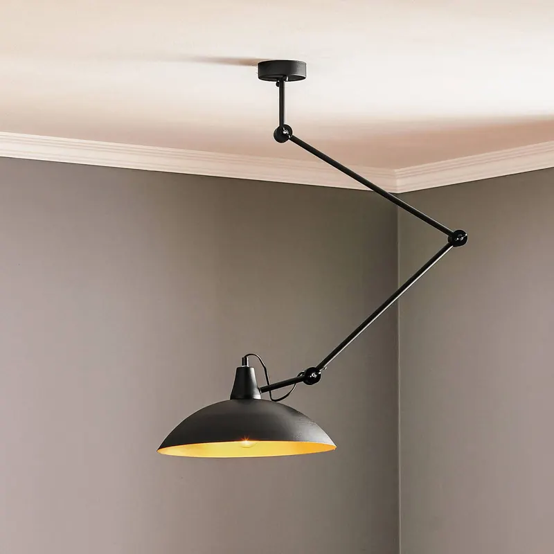 Lampa sufitowa 808 z regulacją, 1-punktowa, czarno-złota