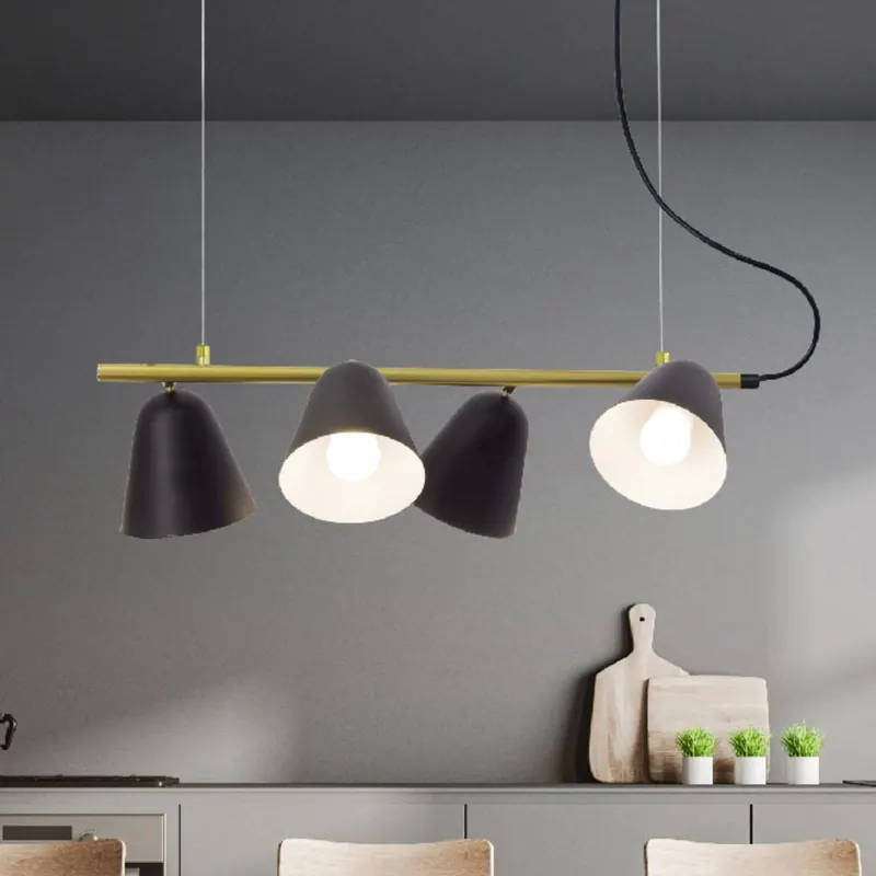 Lampa wisząca Triton, czarna i złota, 4-punktowa