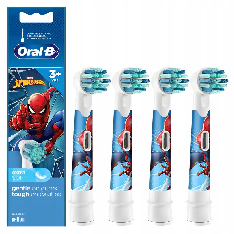 4x Oryginalna Końcówka Braun Oral-B do Szczoteczki Elektrycznej SpiderMan