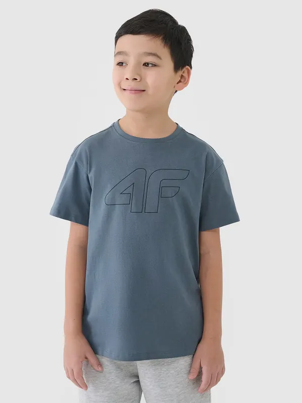 4F koszulka bawełniana t-shirt dla chłopca 4FJWSS25TTSHM2325 zielona (152)