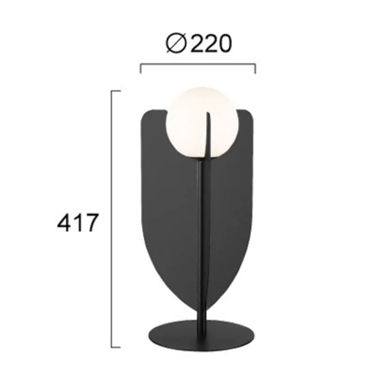 Lampa stołowa Fedora, wysokość 42 cm, czarna, metal/szkło