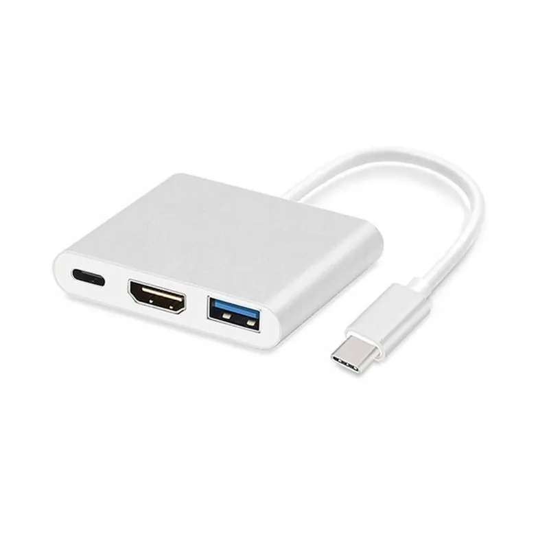 Przejściówka Usb Typ C Hdmi Adapter Hub 3w1 4K Usbc Rozgałęźnik Rozdzielacz