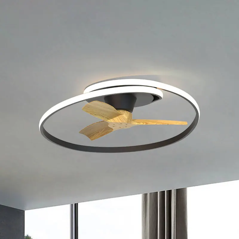 Wentylator sufitowy LED Ocean czarny/drewno DC cichy Ø 78 cm CCT