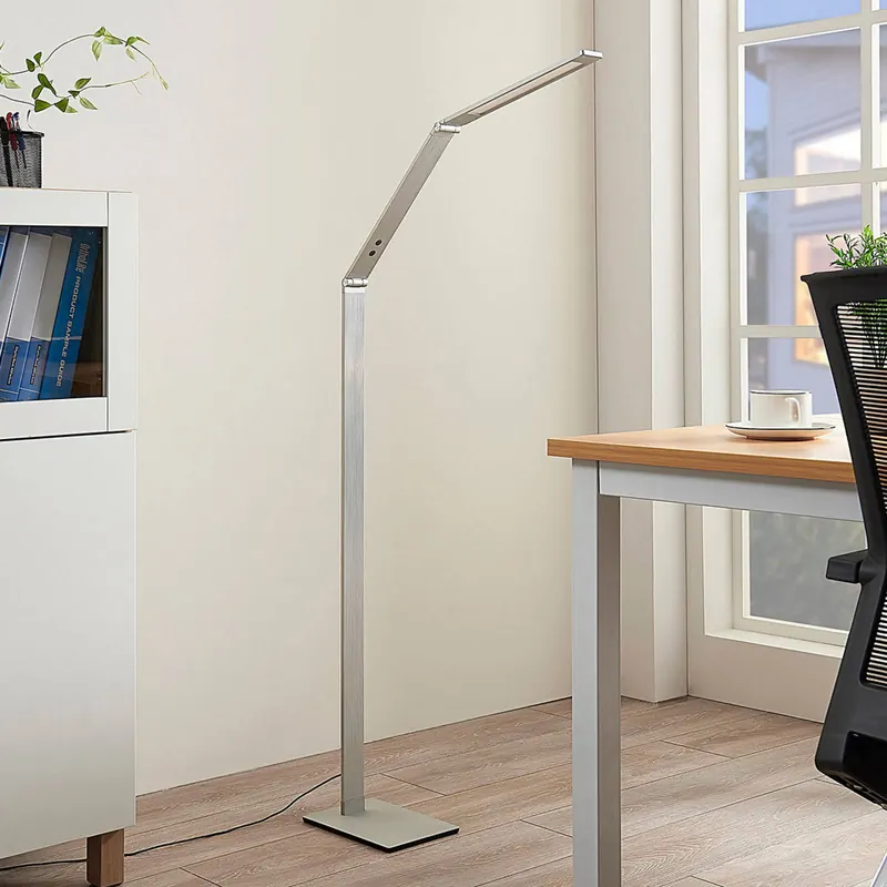 Lampa stojąca LED Lucande Nicano, szary, metal, CCT, 125cm