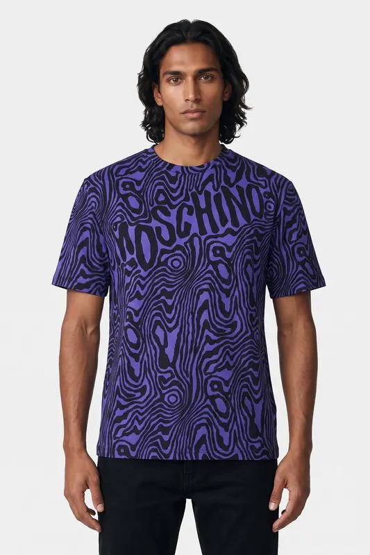 Moschino Knitwear Blue Maat: 50 | T-shirts met Print Outlet | Heren | Zwart