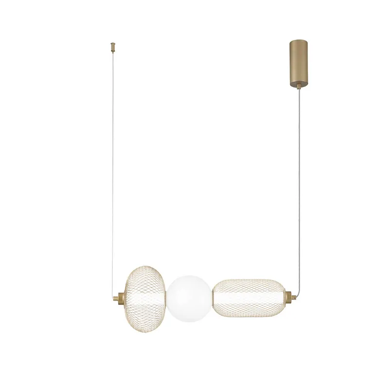Żyrandol LED INKAS, wysokość 53 cm, złoty kolor Szkło/metal CCT