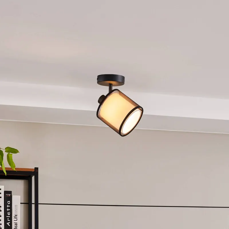 Reflektor sufitowy Lindby Chizoma 1-punktowa lampa z kloszem z tkaniny