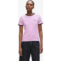 Karl Lagerfeld Ikon Patch Striped Rib Tshirt Operamauve-cannoli Maat: XXL | Tops Outlet | Dames | Roze