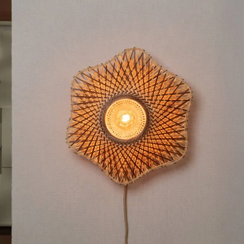 GOOD & MOJO lampa ścienna Madura, Ø 44 cm, naturalny/brązowy, wtyczka