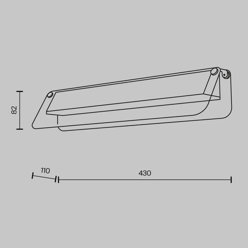 Kinkiet LED FLAT, szary/mosiężny, szerokość 43 cm, szkło/metal