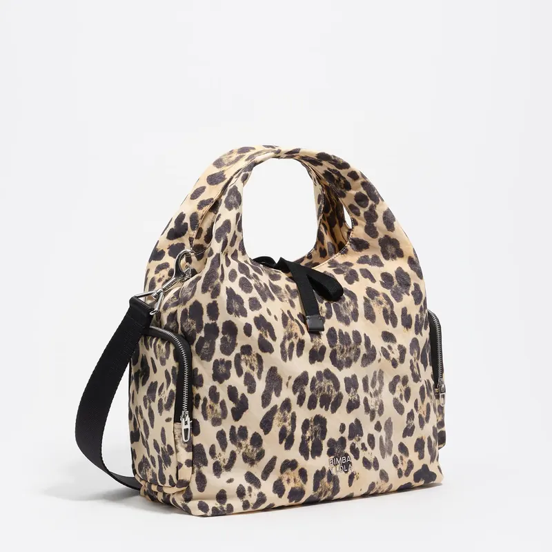 Torebka Paper Pocket średnia nylon Leopard naturalna