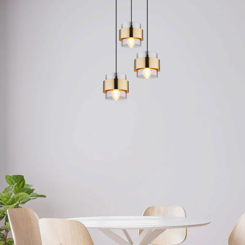 Lampa wisząca Milley, Ø 45 cm, w kolorze mosiądzu, 3-punktowa, metalowa