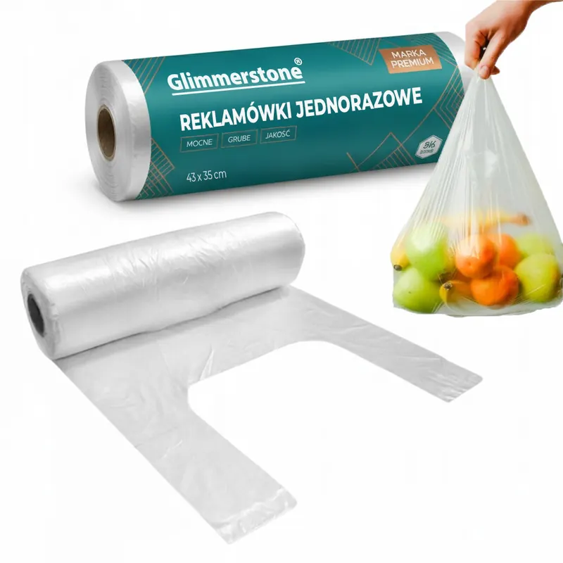 Glimmerstone Reklamówki Jednorazowe Na Rolce Do 5KG Mocne Grube Jakość