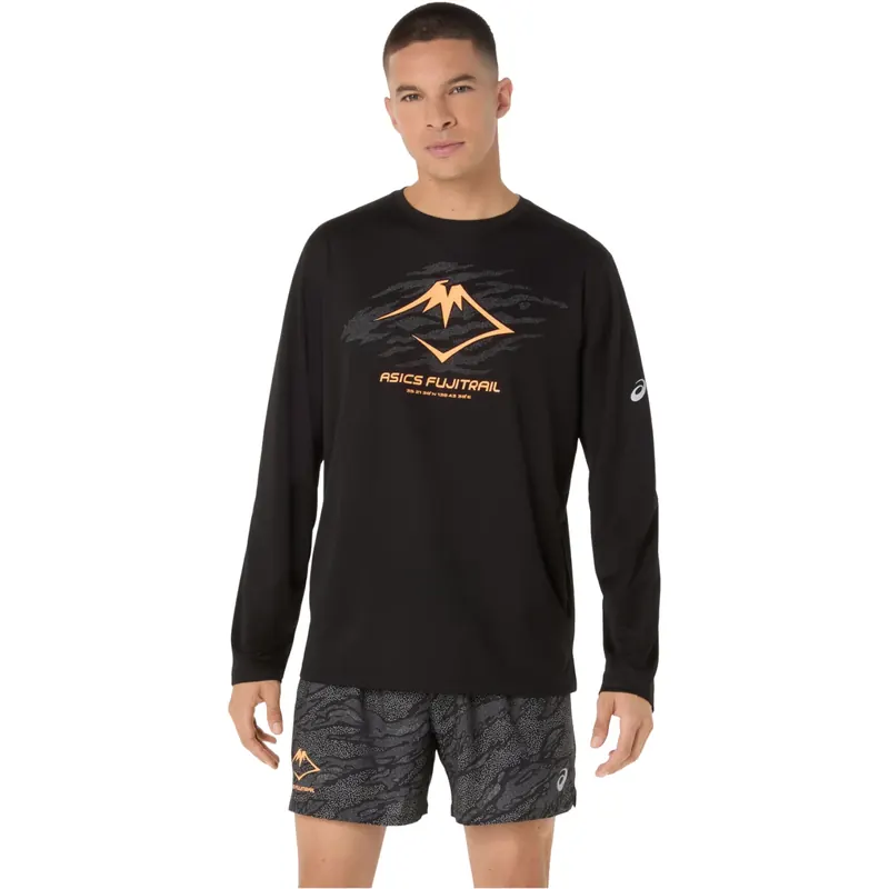 ASICS Fujitrail Logo LS Top 2011D391-001, Męskie, Czarne, longsleevy, poliester, rozmiar: L