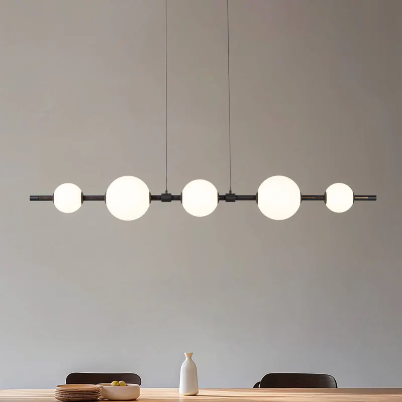 Żyrandol LED Lucande Tanira, czarno-biały, 140 cm, regulacja jasności