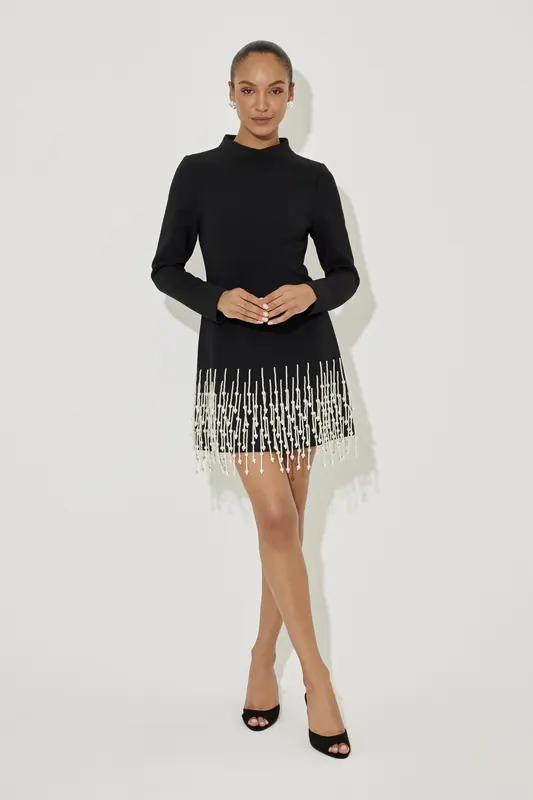 Odd Muse Pearl Sleeved Dress Black Maat: XXXL | Mini Jurken Outlet | Dames | Zwart
