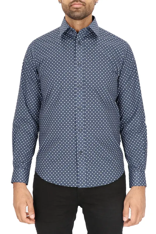 Scotch & Soda Dress Shirt Navy Maat: 38 | Zakelijke Overhemden Outlet | Heren | Blauw