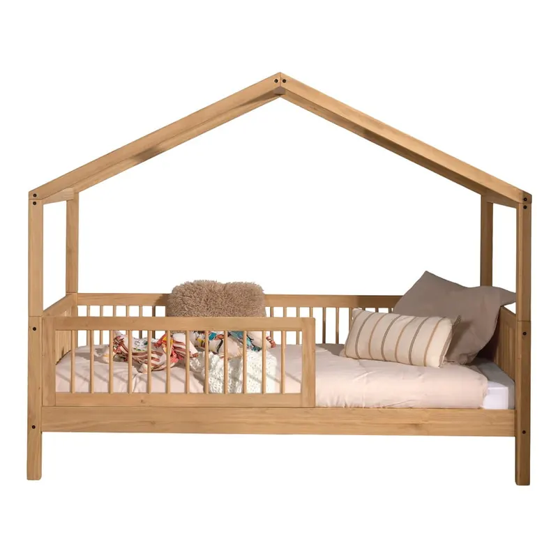 Łóżko dziecięce z litego drewna dębowego w kształcie domku ze stelażem 90x200 cm Forrest – Vipack