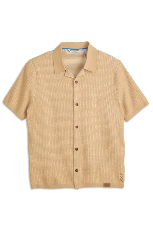 Scotch & Soda Button Front Sweater Top Travertine Maat: S | Sweaters Outlet | Heren | Beige