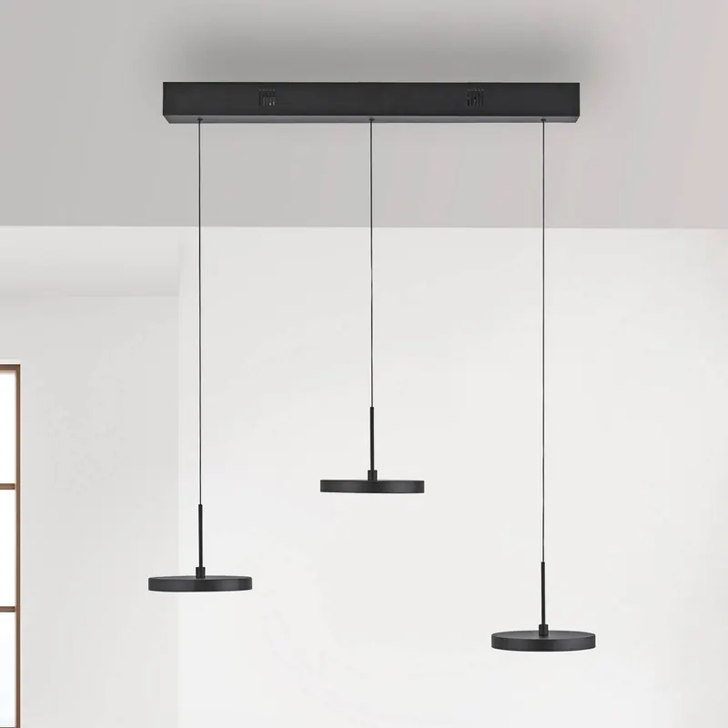 JUST LIGHT. żyrandol LED Plata, czarna, 3-punktowa, 3000 K