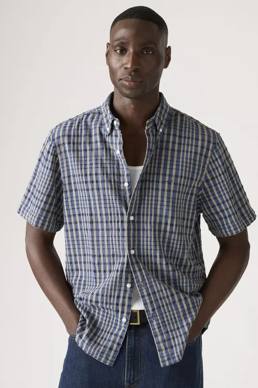 Levi's Short Sleeve Authentic Button-down Shirt Maat: L | Casual Overhemden Outlet | Heren | Blauw