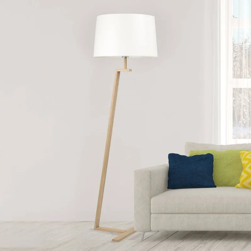 Lampa podłogowa Memphis LS klosz tekstylny, biała