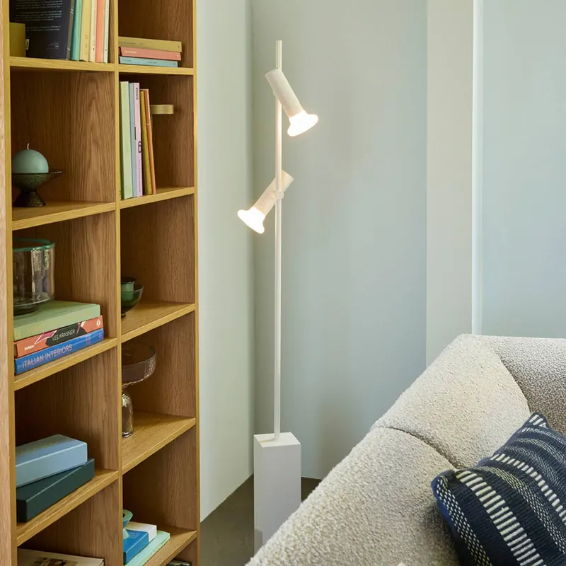 Lampa stojąca SET, jasnoszara, wysokość 160 cm, żelazo/szkło, 2-punktowa