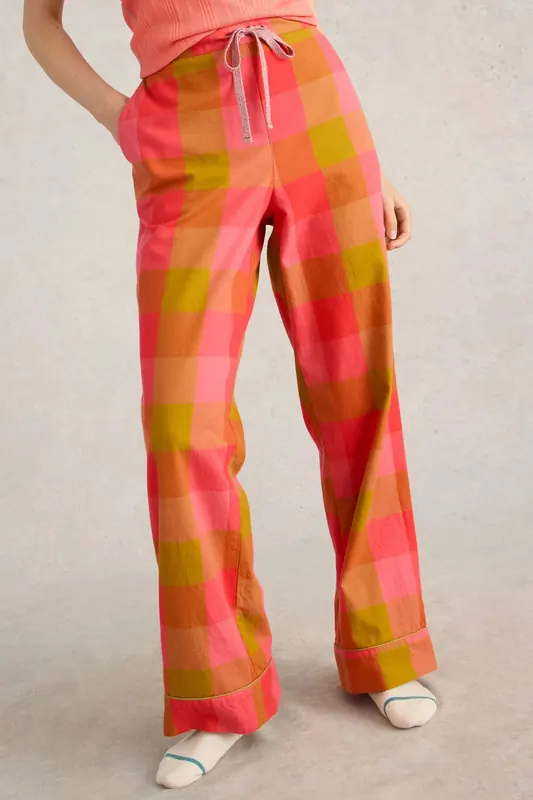 White Stuff Nina Organic Check Pj Bottom Pink Multi Maat: XL/R | Nachtmode Outlet | Dames | Roze