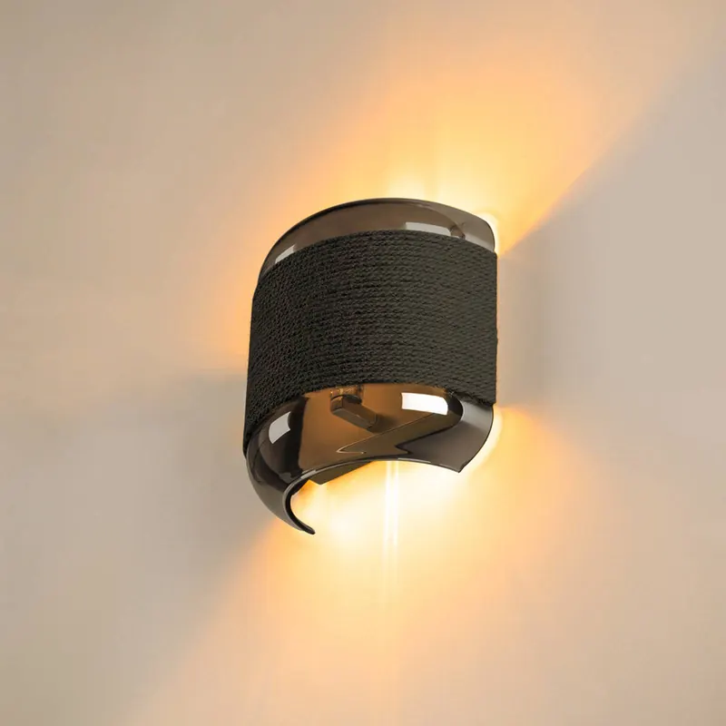 Lampa ścienna SLV Pantilo Rope, czarna/szara/srebrna, szkło