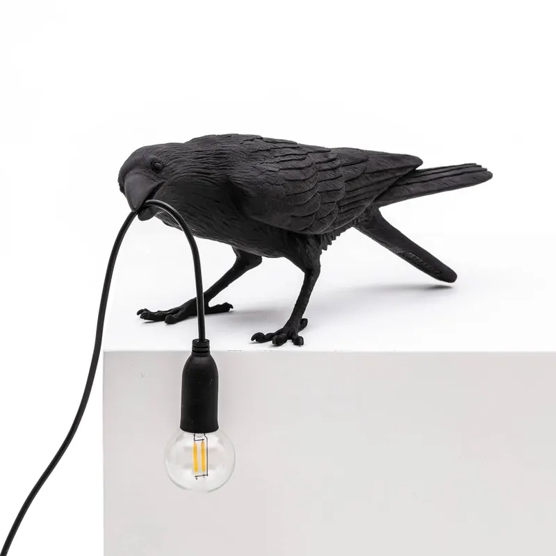 SELETTI Bird Lamp zabawna lampa stołowa LED, czarna