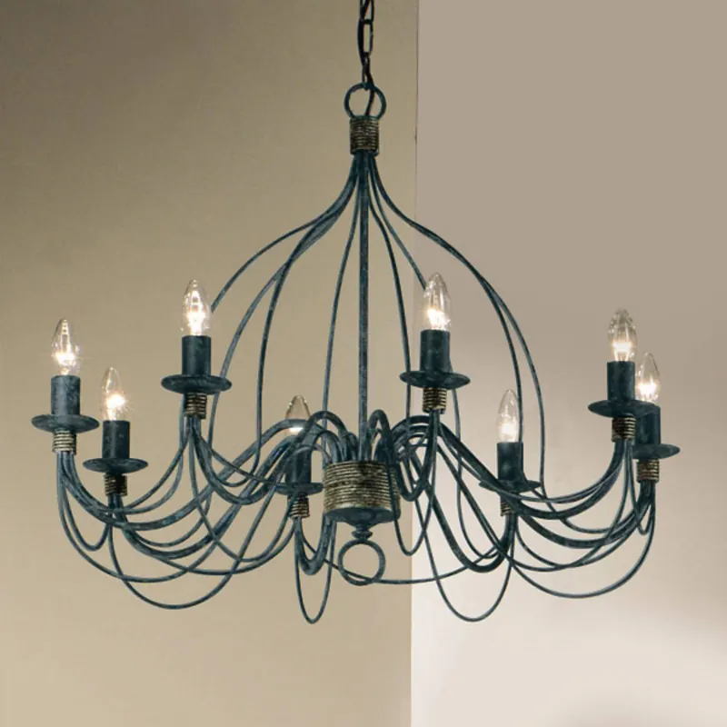 Żyrandol Filo, 8-punktowa, niebiesko-czarna, metal, Ø 78 cm