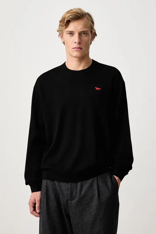 Maison Kitsuné  Red Profile Fox sweter wełniany męski