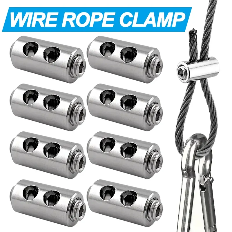 10 sztuk 2/3mm zaciski do liny stalowej łącznik kablowy ze stali nierdzewnej regulowana śruba miedziany metalowy klips mocowanie do zawieszenia