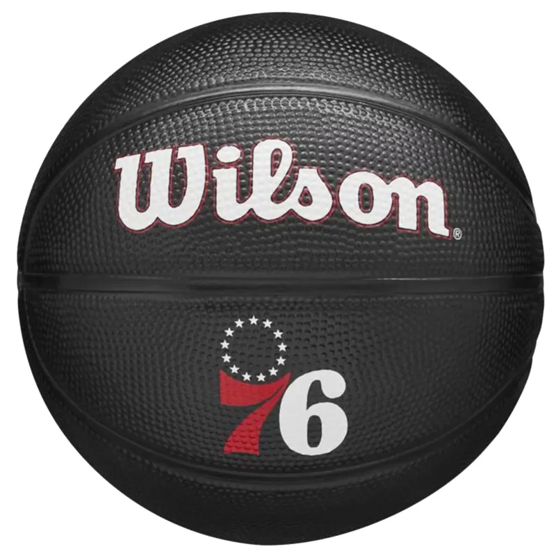 Wilson Team Tribute Philadelphia 76ers Mini Ball WZ4017611XB, Unisex, Czarne, piłki do koszykówki, Guma, rozmiar: 3