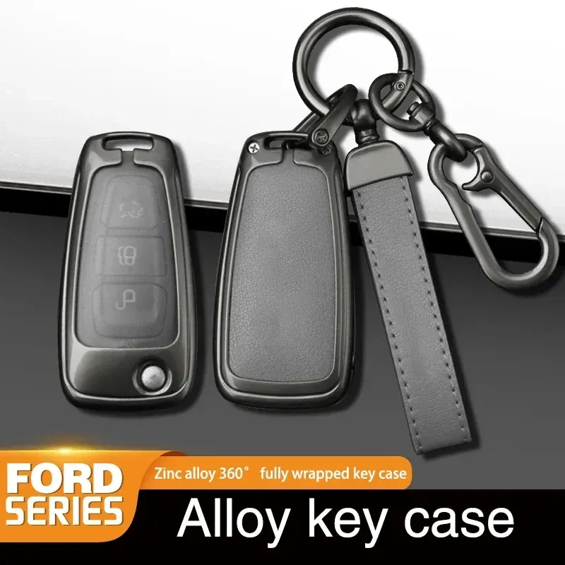 Modne etui na kluczyk samochodowy ze stopu aluminium do Ford Ranger C-Max S-Max Focus Galaxy Mondeo Transit Tourneo Niestandardowy brelok do kluczy samochodowych