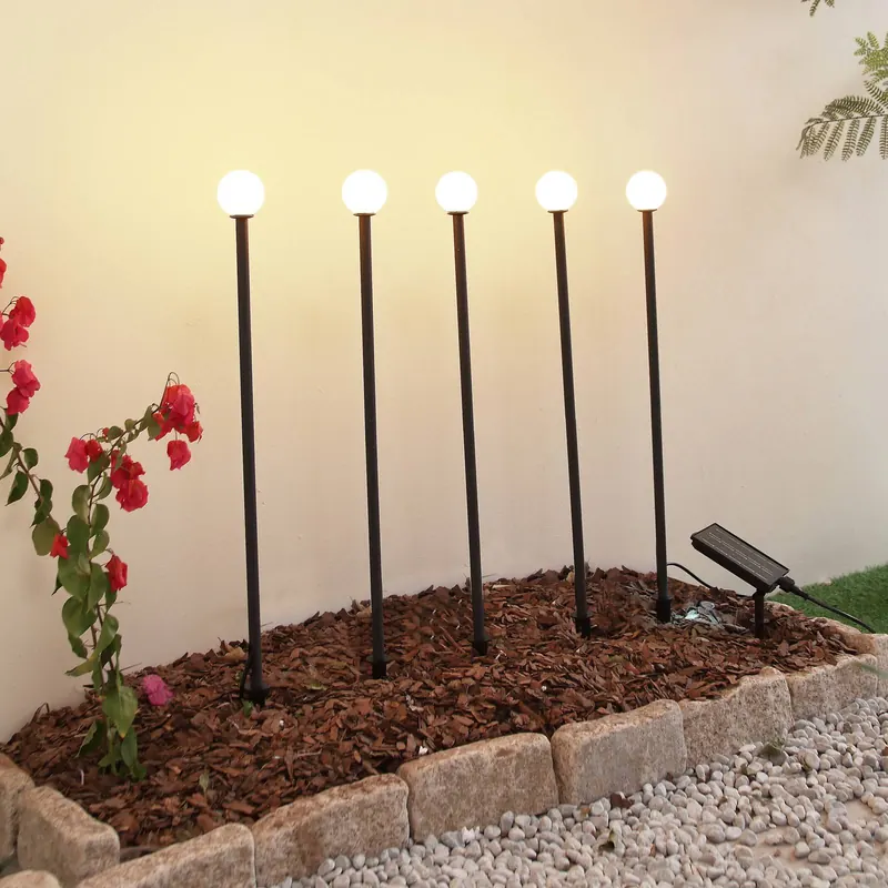 Lindby Lampa solarna LED Freydis, zestaw 5 sztuk, czarna, 2000 K
